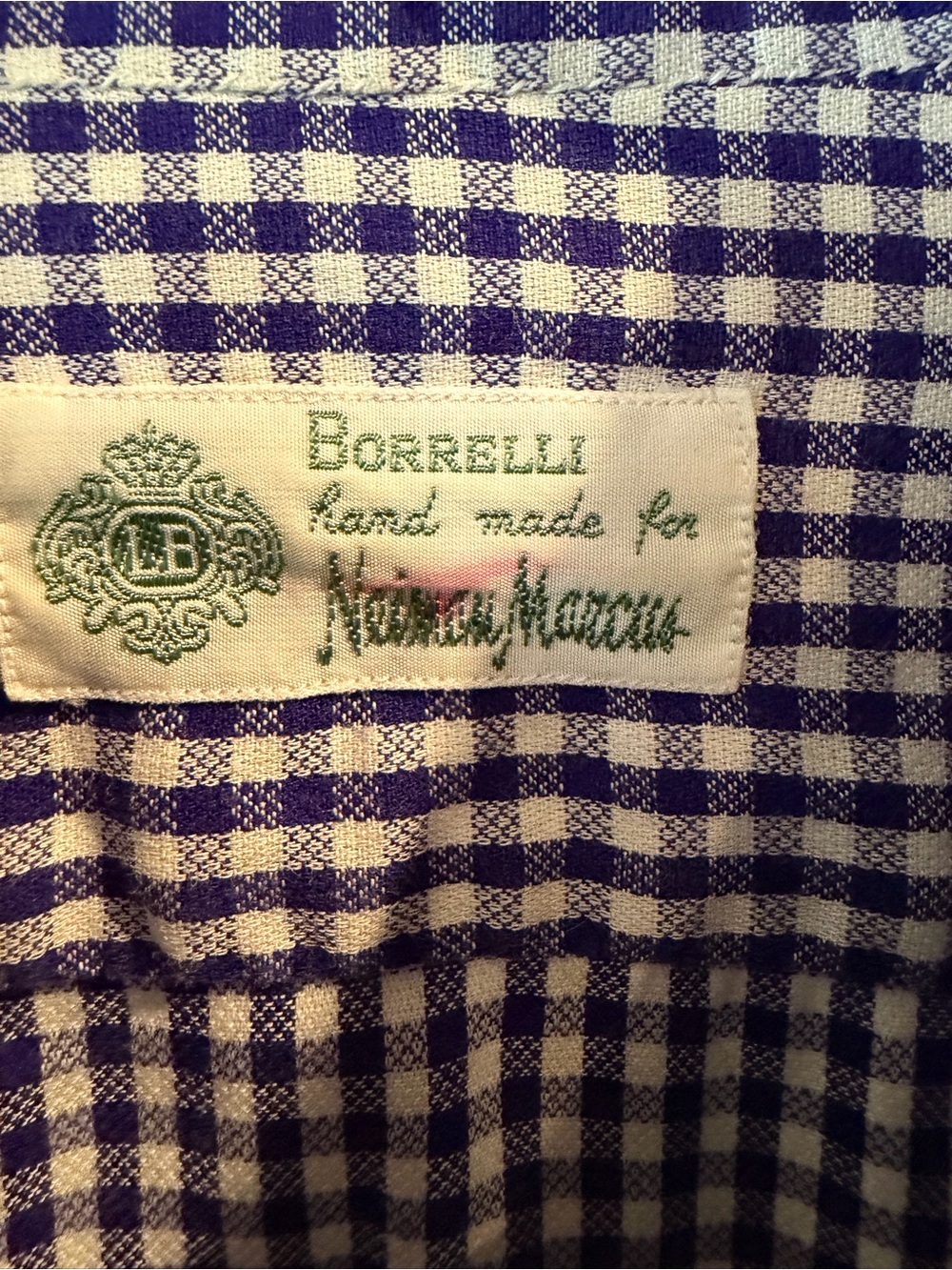 Borrelli Men's Blue and White Gingham Dress Shirt